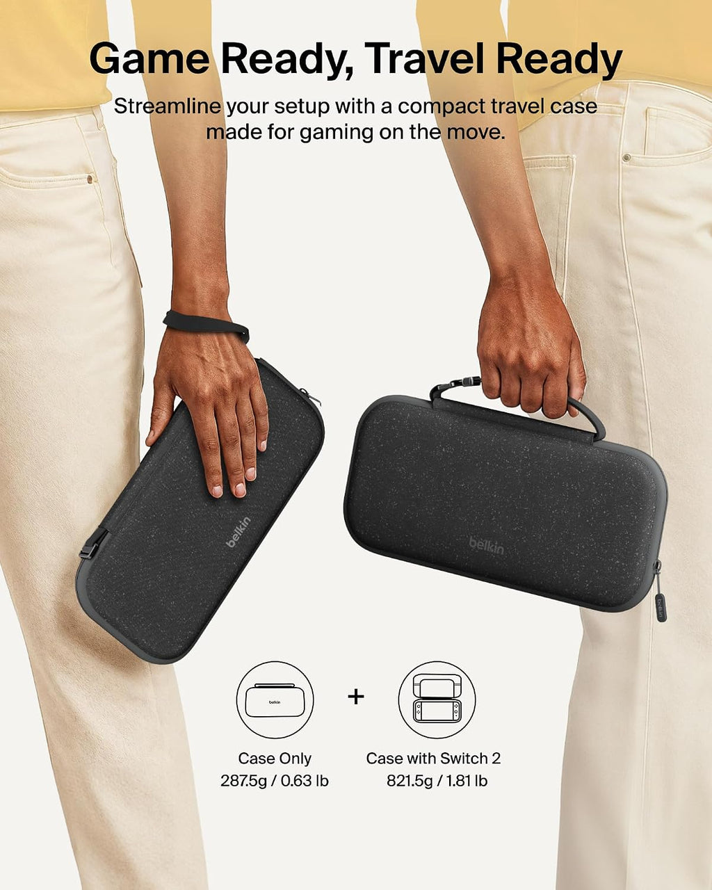 Belkin Nintendo Switch 2 Case, Slim Carrying Travel Bag with AirTag Holder