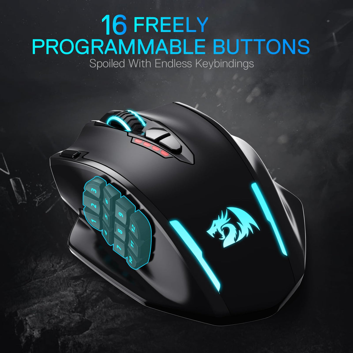 Redragon M908 Wired MMO RGB Gaming Mouse 12400 DPI Remapping Keys
