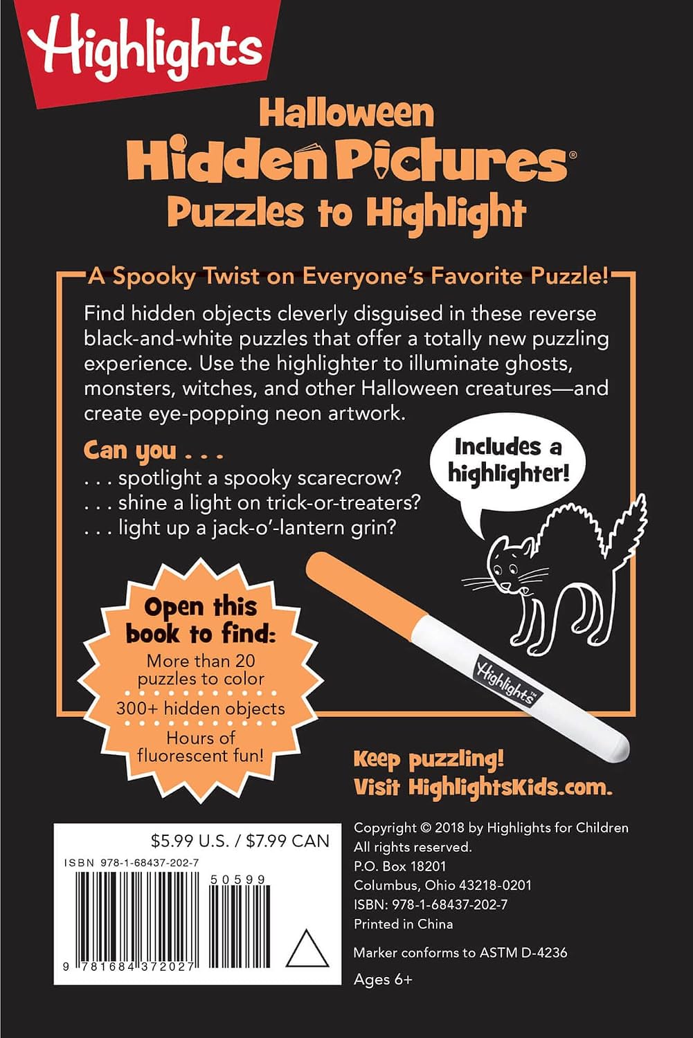 Halloween Hidden Pictures Puzzles to Highlight: Halloween Kids Book with Over 300 Hidden Objects to Seek and Find in Spooky White-on-Black Puzzles with Neon Highlighter
