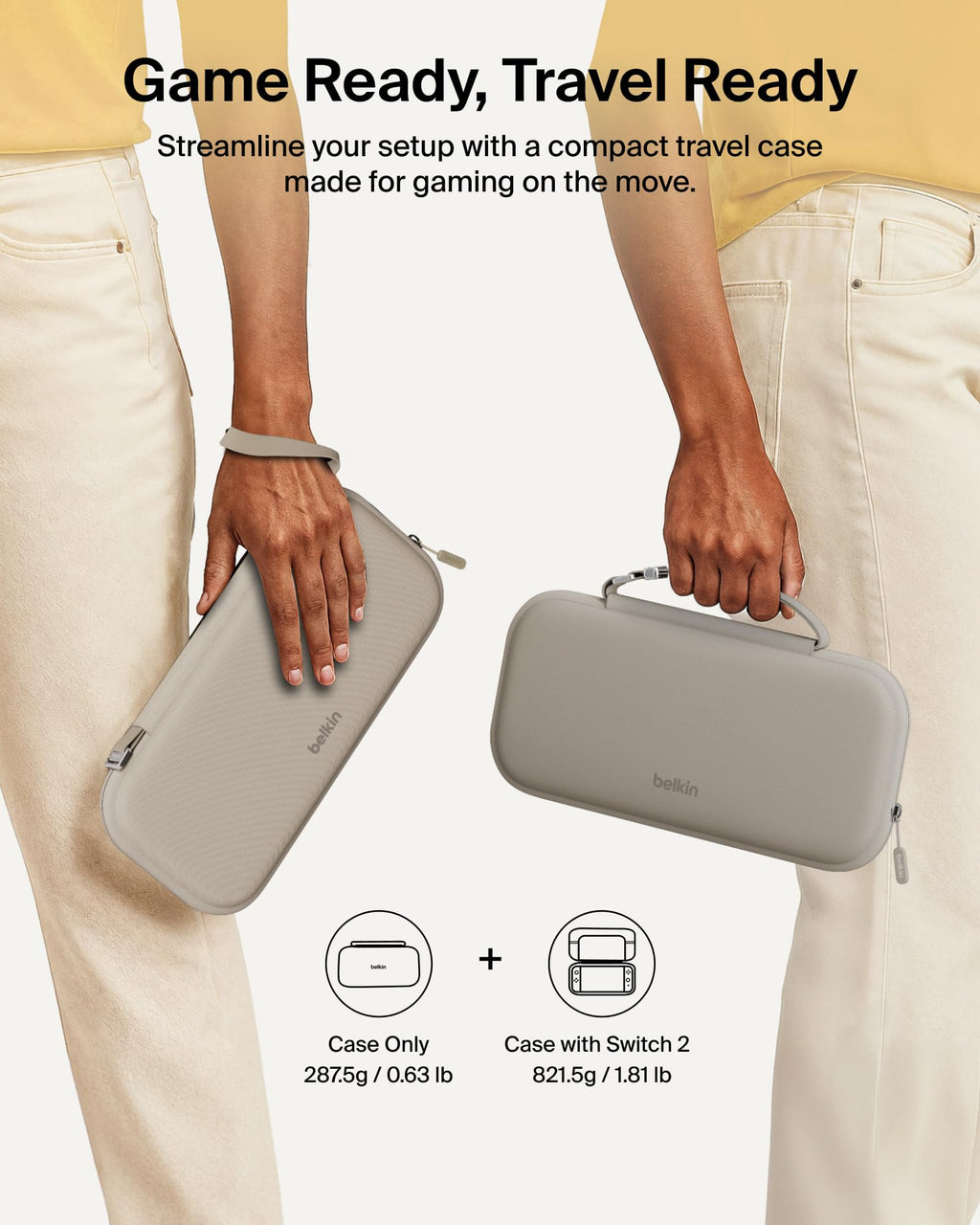 Belkin Nintendo Switch 2 Case, Slim Carrying Travel Bag with AirTag Holder