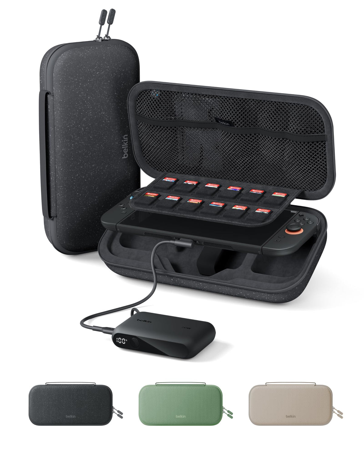 Belkin Nintendo Switch 2 Case, Slim Carrying Travel Bag with AirTag Holder