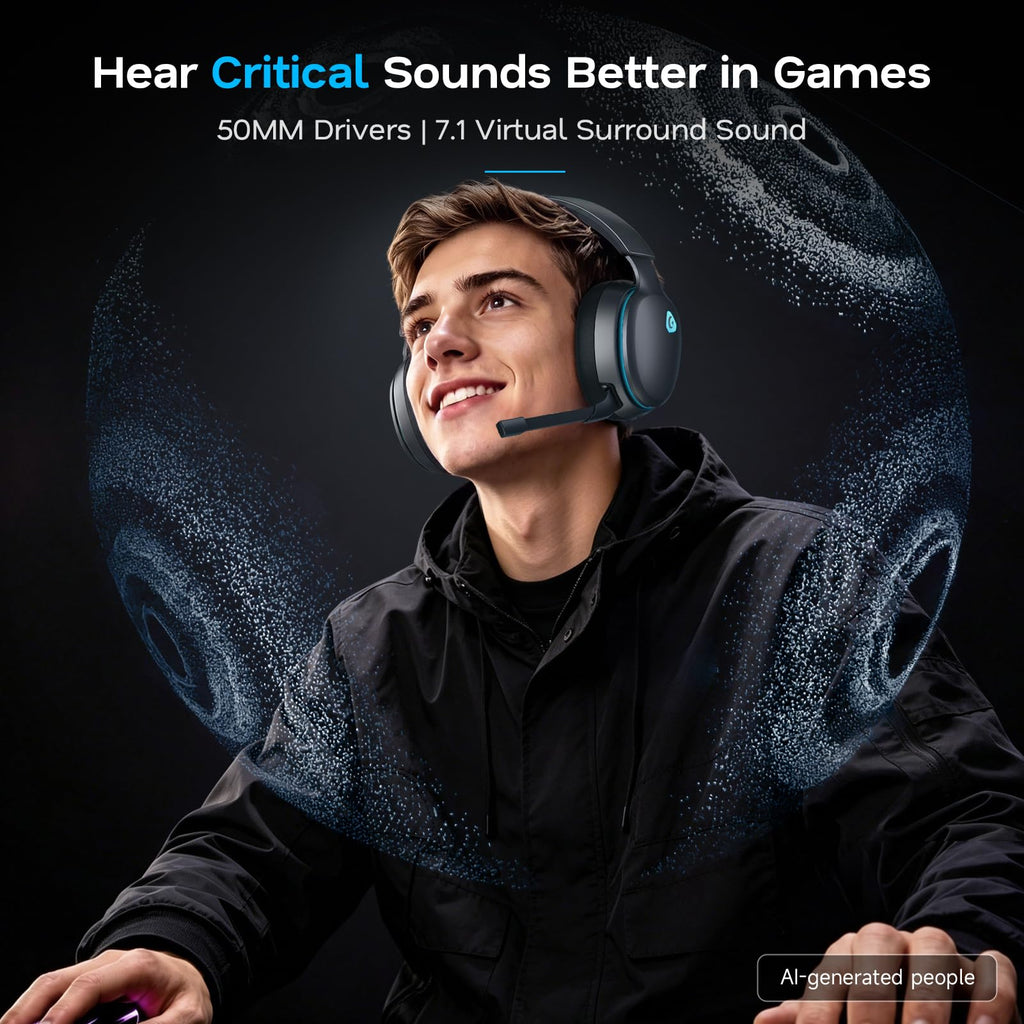 AOC 2.4GHz Wireless Gaming Headset for PS5, PS4, PC, Switch, 45Hr, White