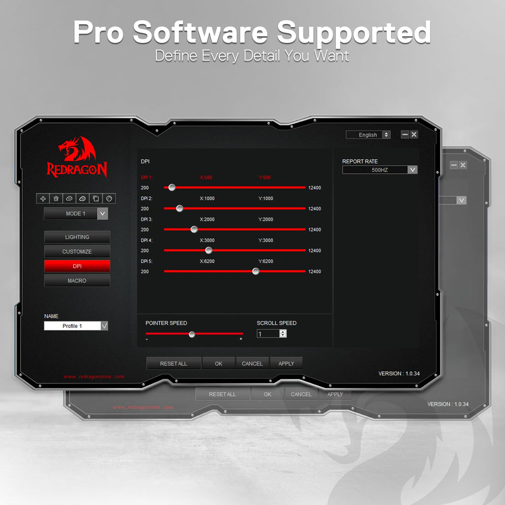 Redragon M908 Wired MMO RGB Gaming Mouse 12400 DPI Remapping Keys