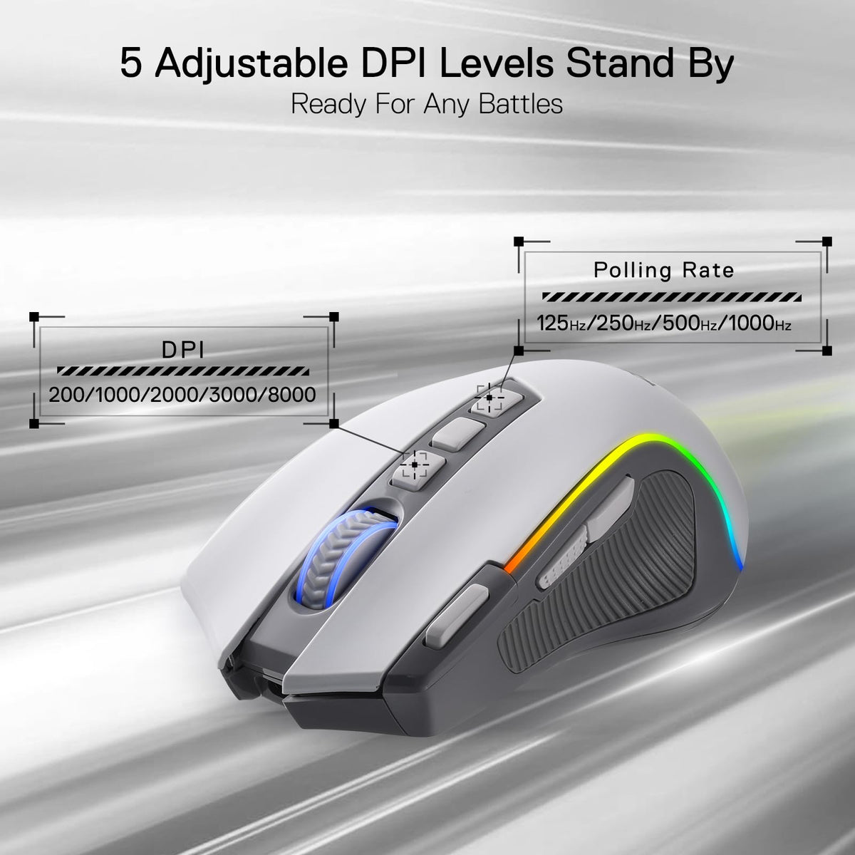 Redragon M612 Wired RGB Optical Gaming Mouse 8000 DPI Remapping Keys
