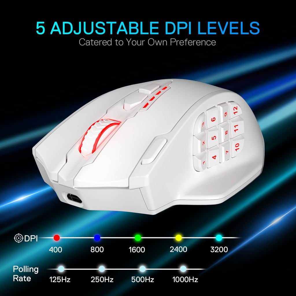 Redragon M908 Wired MMO RGB Gaming Mouse 12400 DPI Remapping Keys