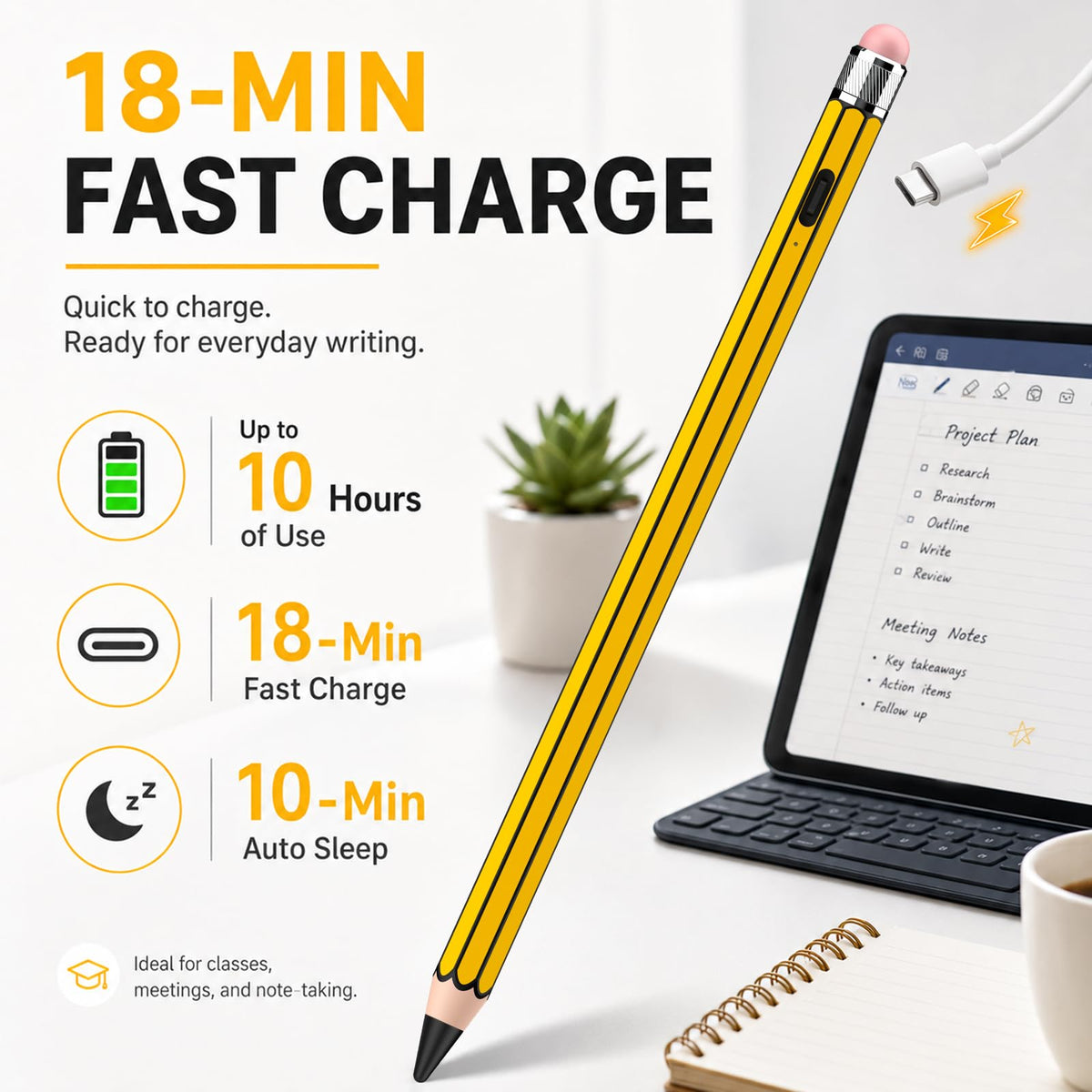 HATOKU Stylus Pen for Apple iPad 2018-2026 Magnetic for Note-Taking Drawing