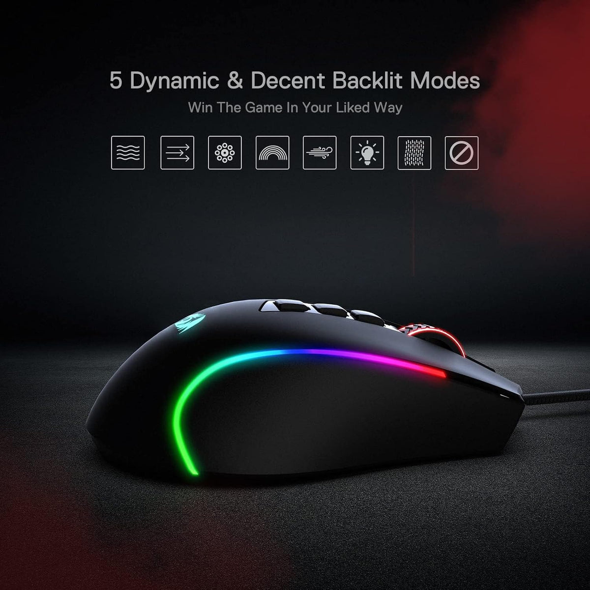 Redragon M612 Wired RGB Optical Gaming Mouse 8000 DPI Remapping Keys