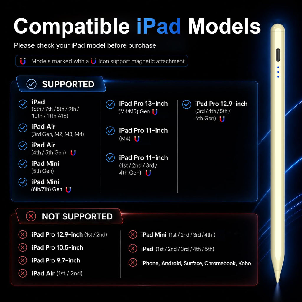 HATOKU Stylus Pen for Apple iPad 2018-2026 Magnetic for Note-Taking Drawing