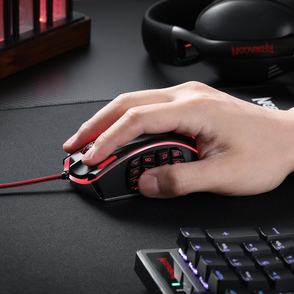 Redragon M908 Wired MMO RGB Gaming Mouse 12400 DPI Remapping Keys
