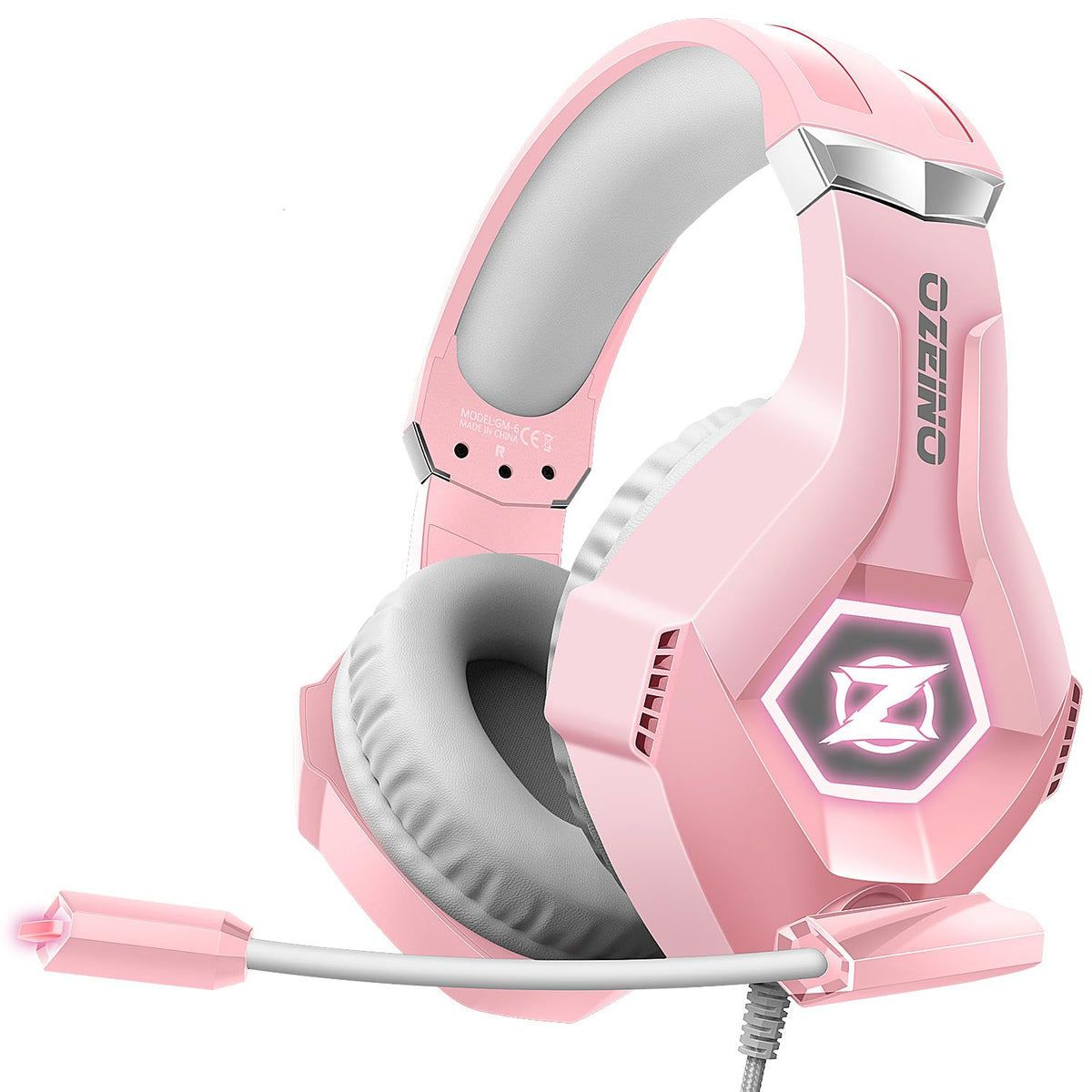 Ozeino Gaming Headset for PC, Ps4, Ps5, Xbox Headset with 7.1 Surround Sound Gaming Headphones with Noise Canceling Mic, LED Light Over Ear Headphones for Switch, Xbox Series X/S, Laptop, Mobile White