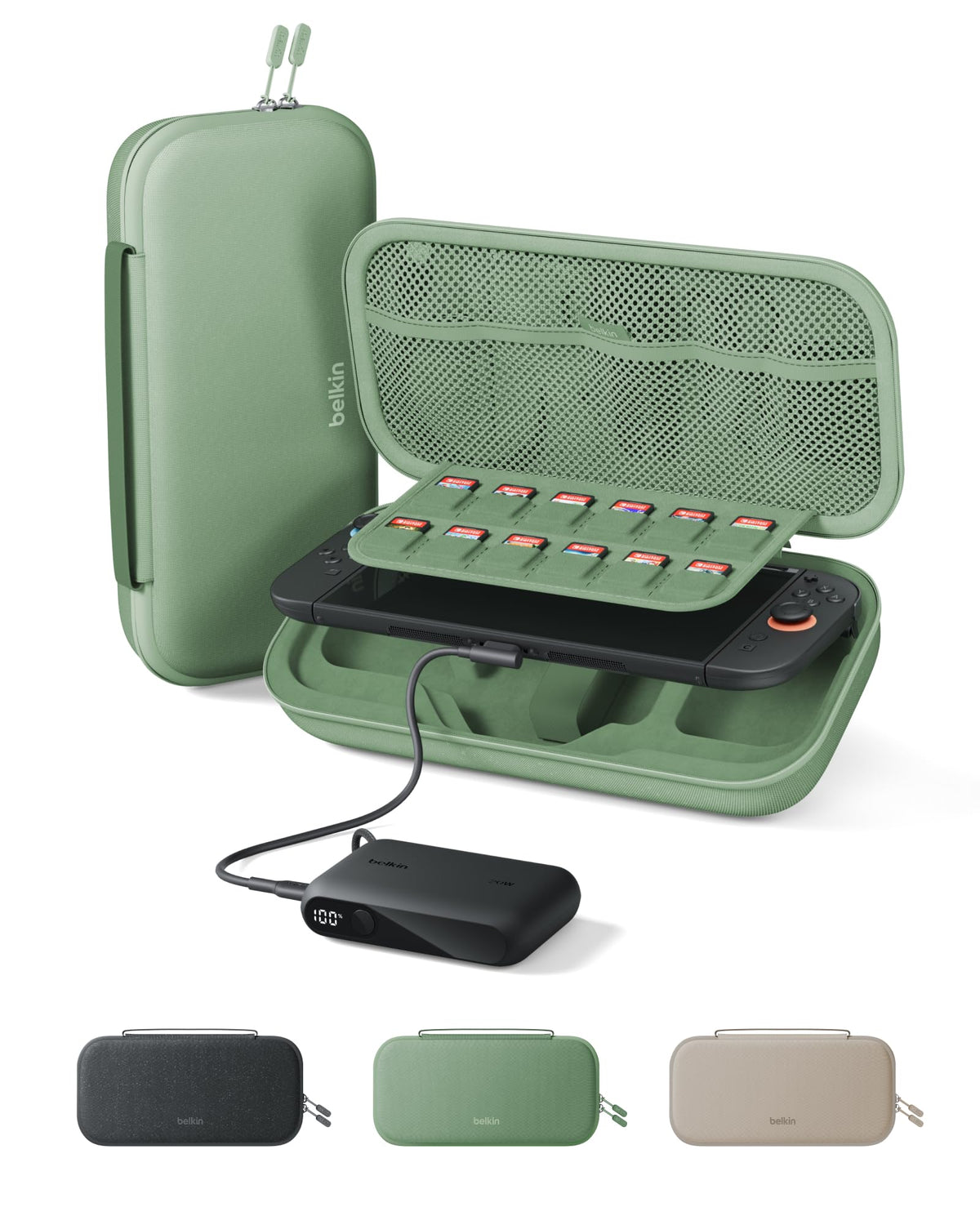 Belkin Nintendo Switch 2 Case, Slim Carrying Travel Bag with AirTag Holder