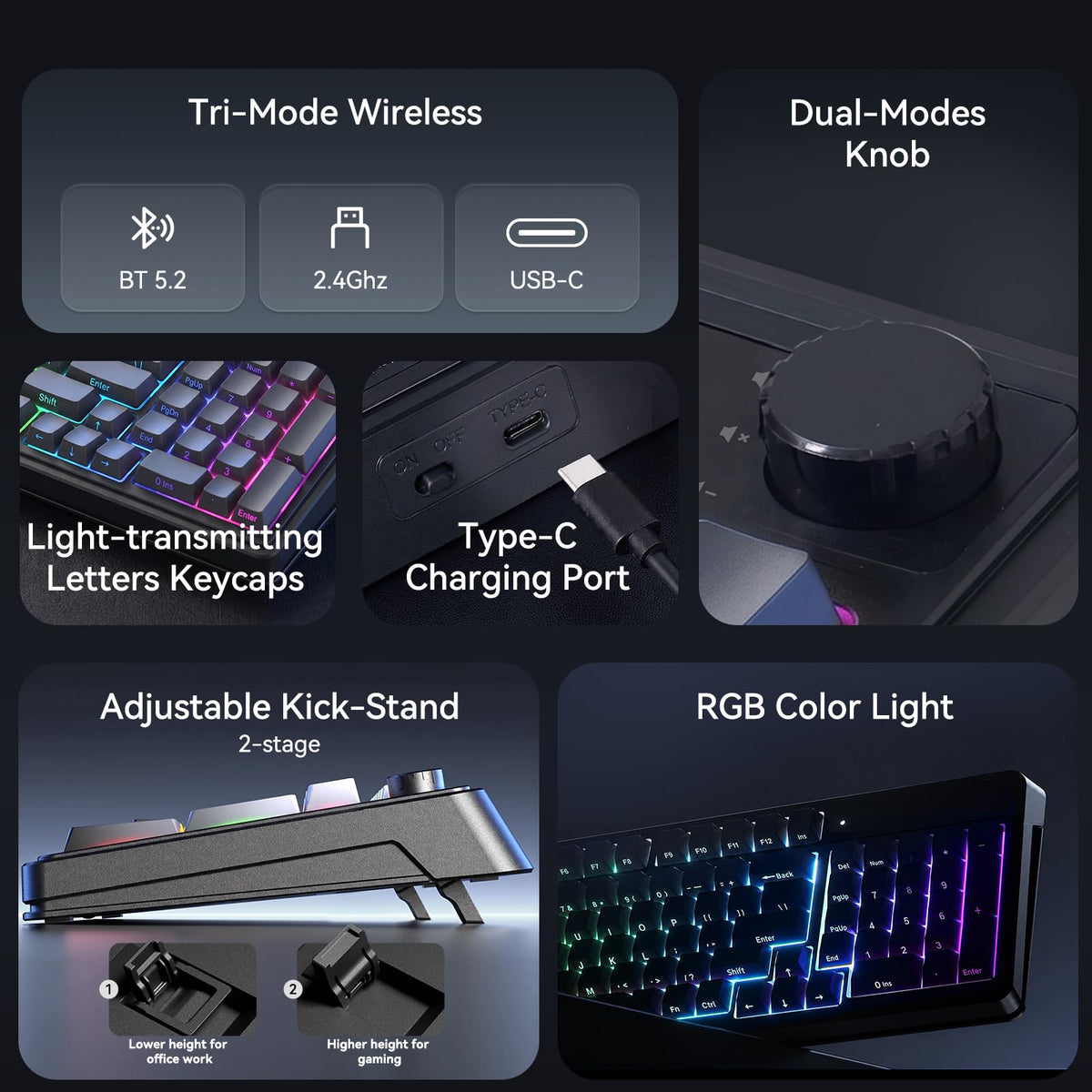 AULA 99 Key Keyboard, Wireless Gaming Keyboard Bluetooth Computer Keyboards