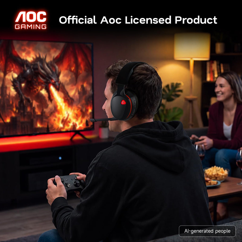AOC 2.4GHz Wireless Gaming Headset for PS5, PS4, PC, Switch, 45Hr, White