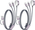 2Pack Travel Essentials for Apple Watch Charger,3-in-2 Multi Charging Cable