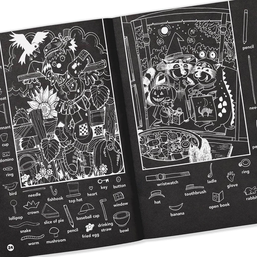 Halloween Hidden Pictures Puzzles to Highlight: Halloween Kids Book with Over 300 Hidden Objects to Seek and Find in Spooky White-on-Black Puzzles with Neon Highlighter