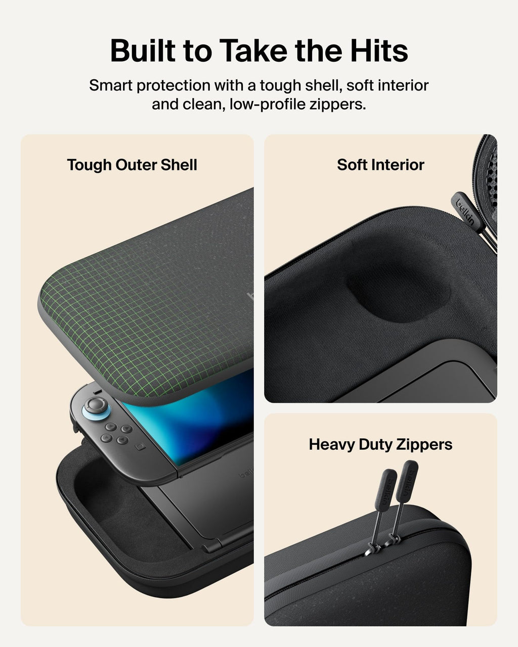 Belkin Nintendo Switch 2 Case, Slim Carrying Travel Bag with AirTag Holder