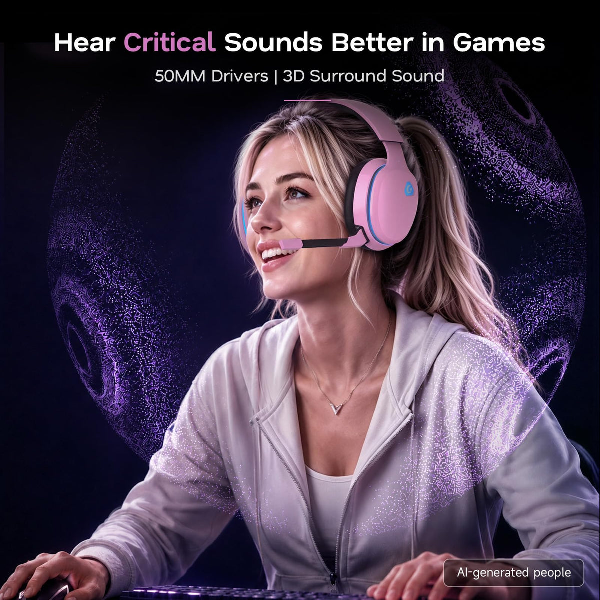 AOC 2.4GHz Wireless Gaming Headset for PS5, PS4, PC, Switch, 45Hr, White