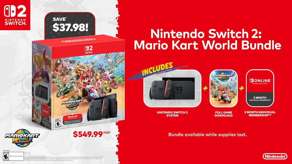 Nintendo Switch 2 + Mario Kart World Bundle (includes 3-month NSO Individual Membership)