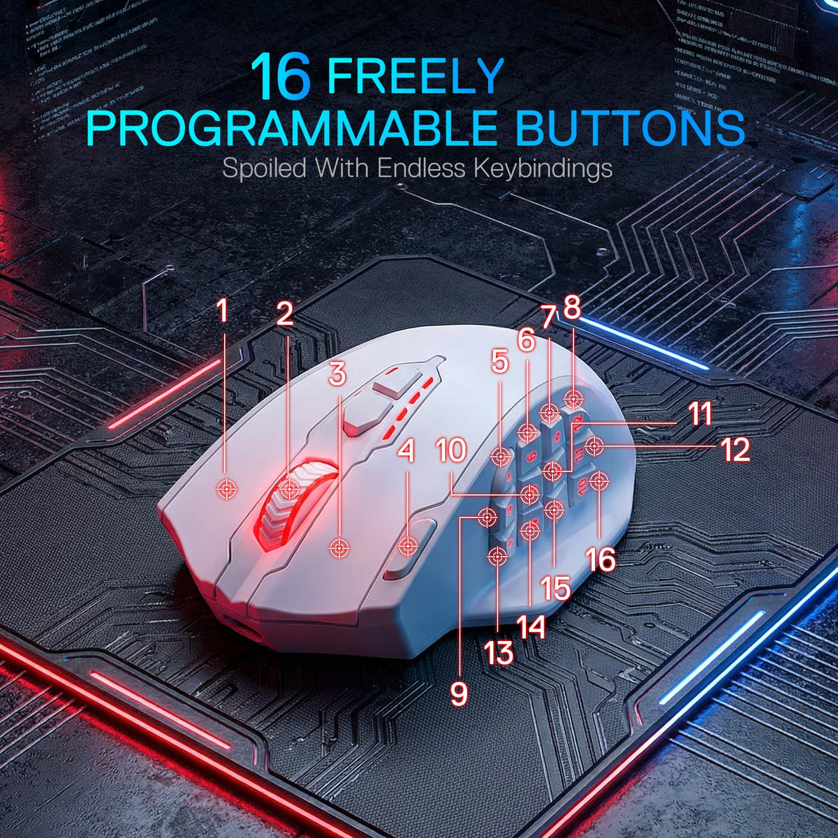 Redragon M908 Wired MMO RGB Gaming Mouse 12400 DPI Remapping Keys
