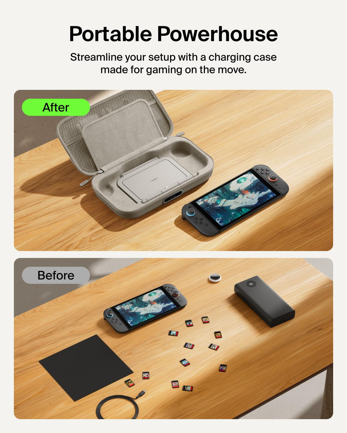 Belkin Nintendo Switch 2 Case, Slim Carrying Travel Bag with AirTag Holder