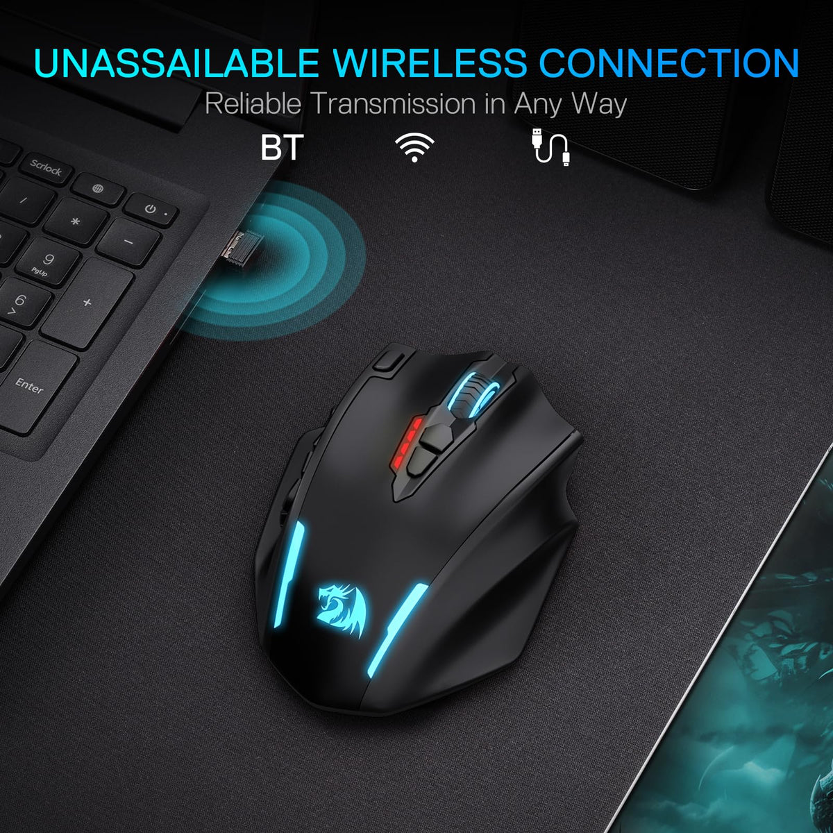 Redragon M908 Wired MMO RGB Gaming Mouse 12400 DPI Remapping Keys