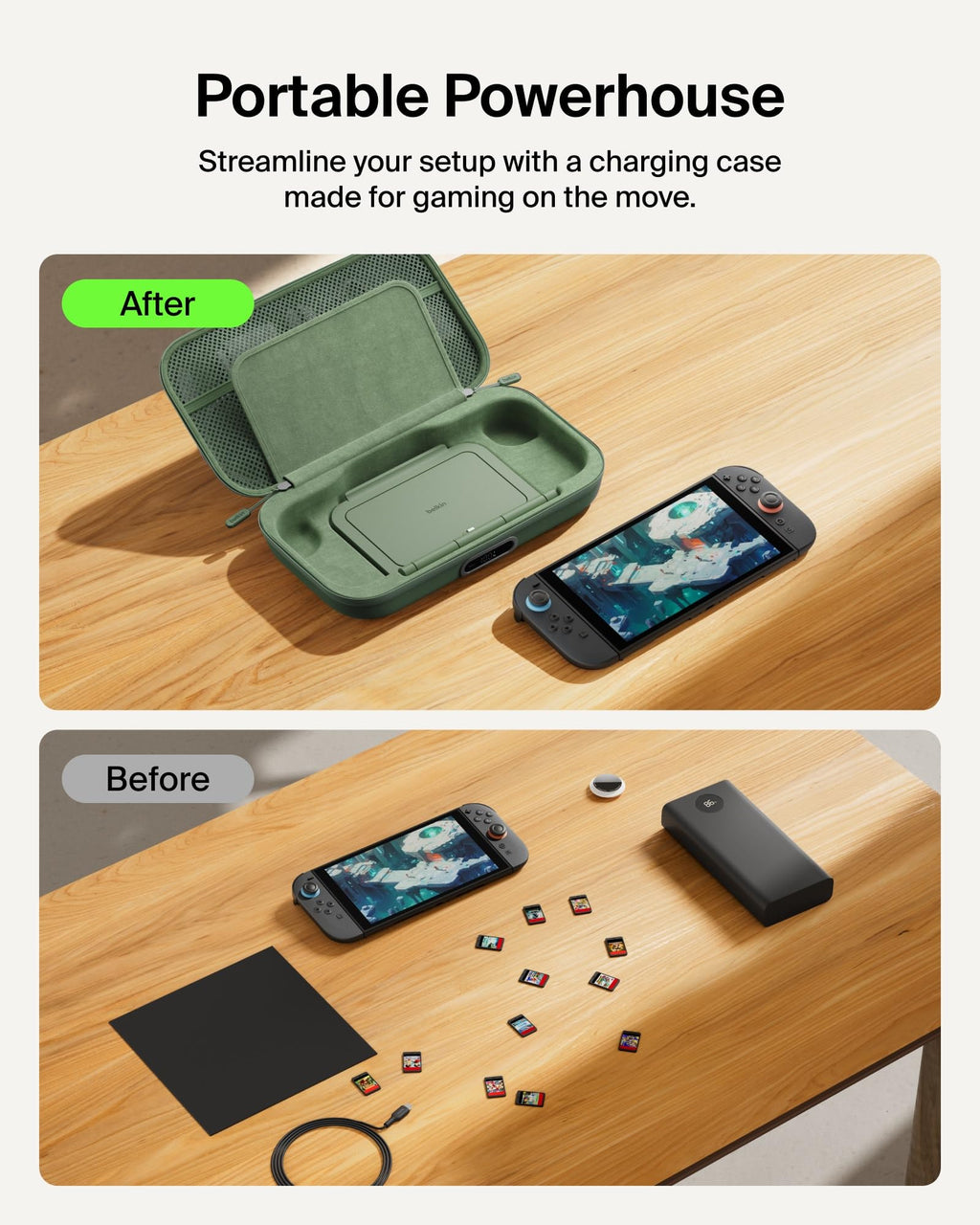 Belkin Nintendo Switch 2 Case, Slim Carrying Travel Bag with AirTag Holder