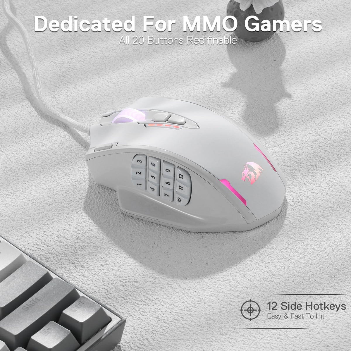 Redragon M908 Wired MMO RGB Gaming Mouse 12400 DPI Remapping Keys
