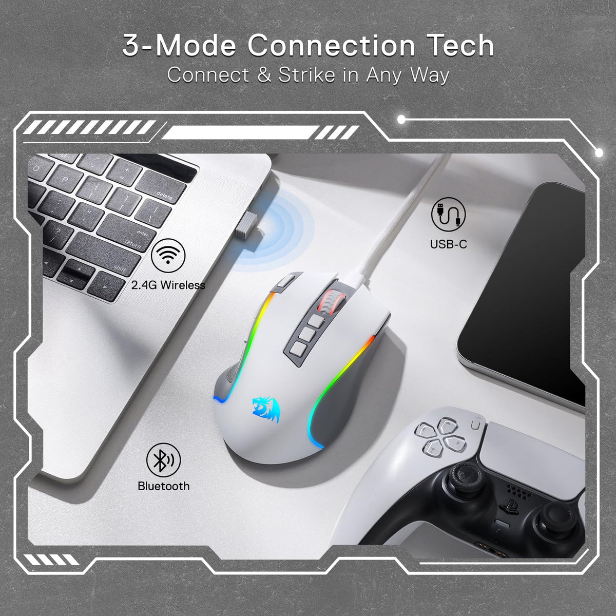 Redragon M612 Wired RGB Optical Gaming Mouse 8000 DPI Remapping Keys