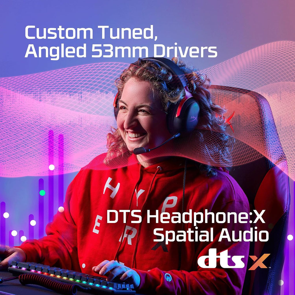 HyperX Cloud III – Wired Gaming Headset, PC, PS5, Xbox Series X|S, Angled 53mm Drivers, Spatial Audio, Memory Foam, Durable Frame, Ultra-Clear 10mm Mic, USB-C, USB-A, 3.5mm – Black/Red